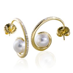 Tendril Earrings Diamonds Pearls wht 800